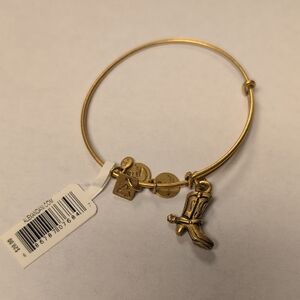 NWT Alex And Ani cowboy Boot Gold Tone Charm Bracelet